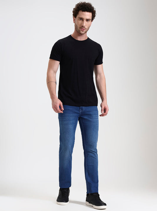 Dark Indigo Blue Washed Narrow Fit Jeans | Greenfibre