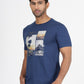 Blue Printed Slim Fit T-Shirt | Greenfibre