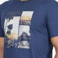 Blue Printed Slim Fit T-Shirt | Greenfibre