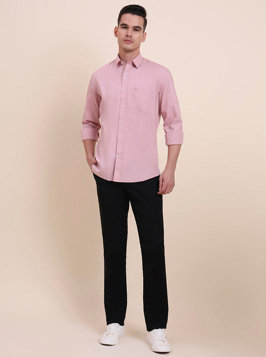 Onion Pink Solid Slim Fit Semi Casual Shirt | Greenfibre