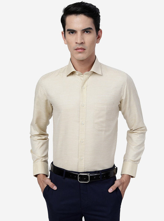 Yellow Solid Slim Fit Formal Shirt | Greenfibre
