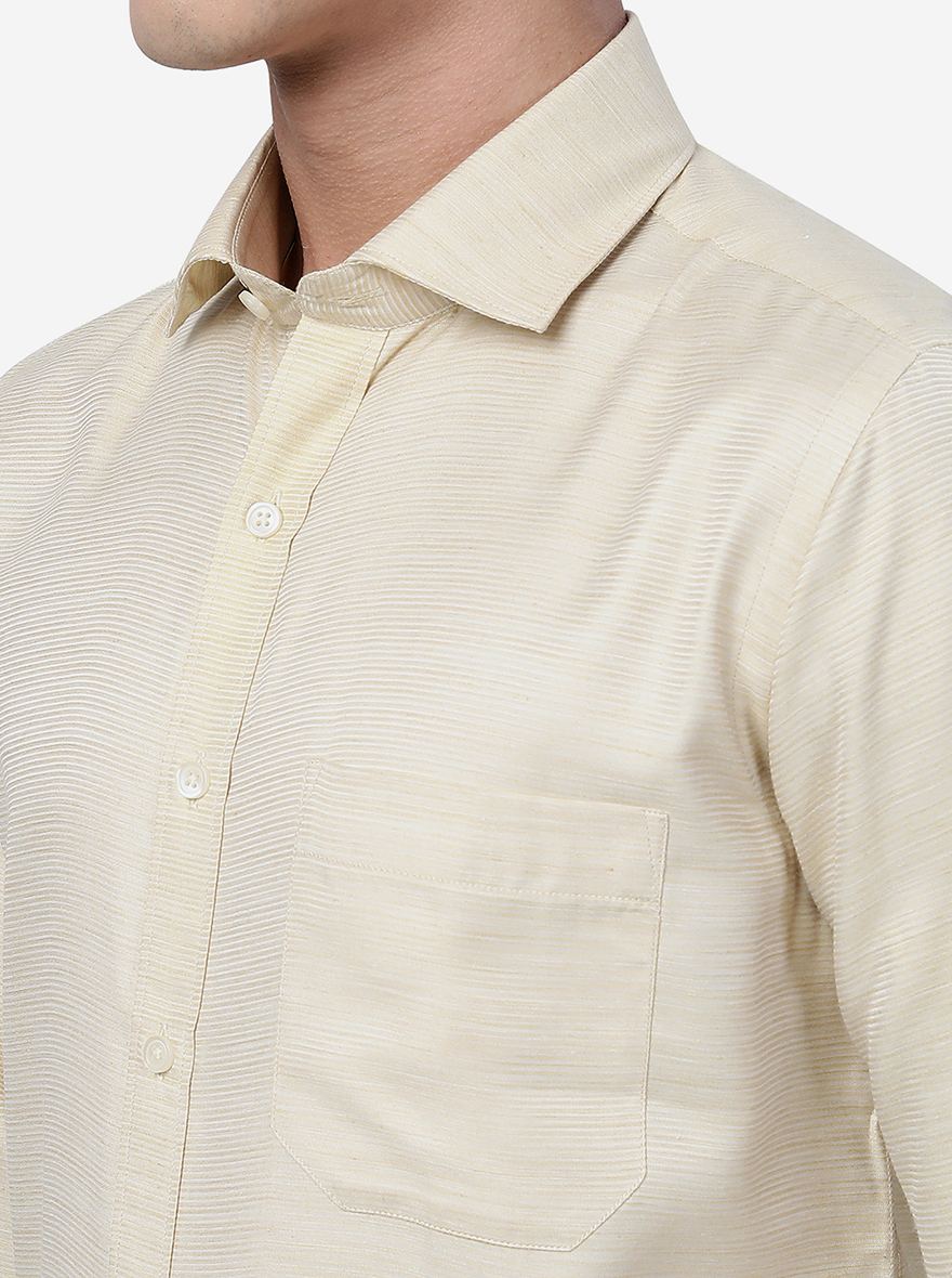Yellow Solid Slim Fit Formal Shirt | Greenfibre
