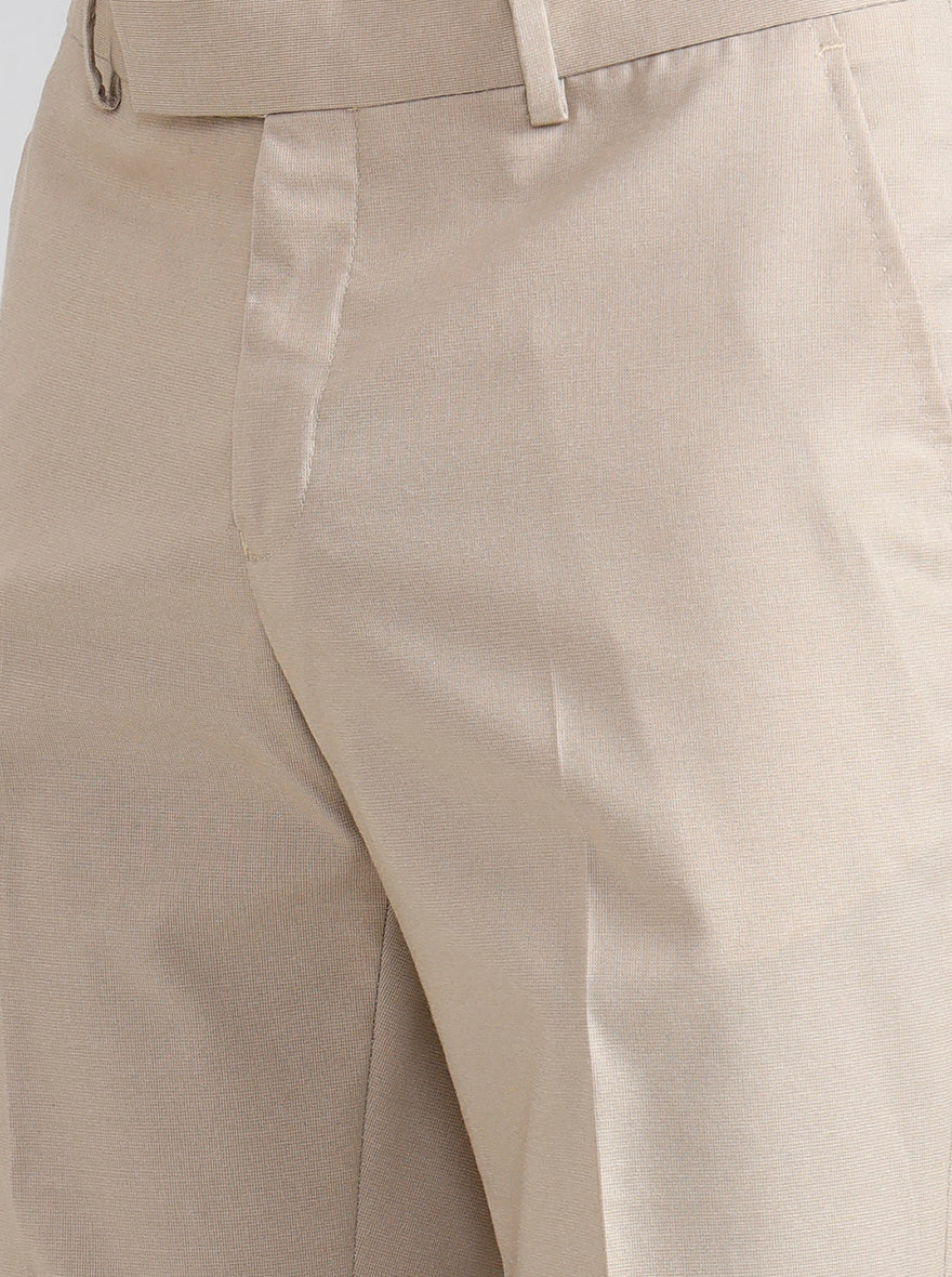 Fawn Checked Slim Fit Formal Trouser | Greenfibre