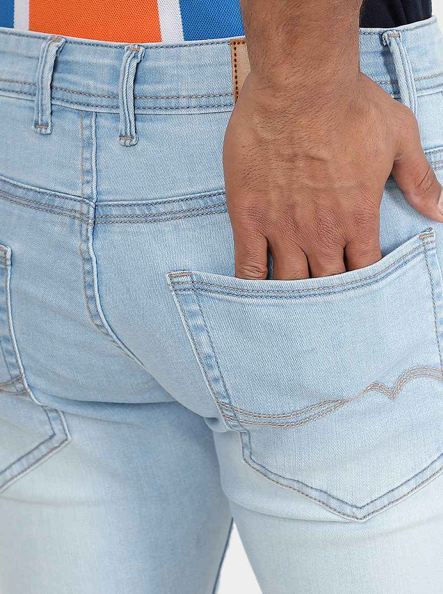 Light Blue Washed Narrow Fit Jeans | Greenfibre