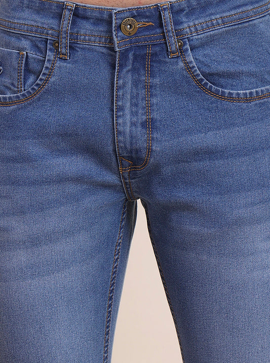 River Indigo Blue Solid Narrow Fit Jeans | Greenfibre