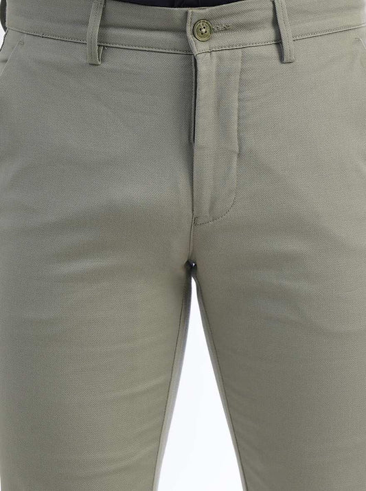 Light Green Solid Super Slim Fit Casual Trouser | Greenfibre