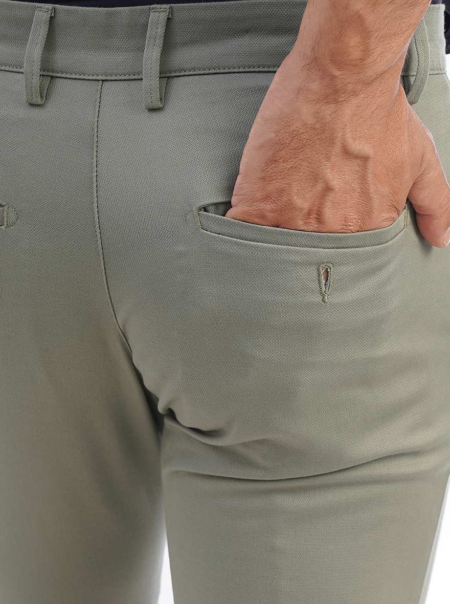 Light Green Solid Super Slim Fit Casual Trouser | Greenfibre