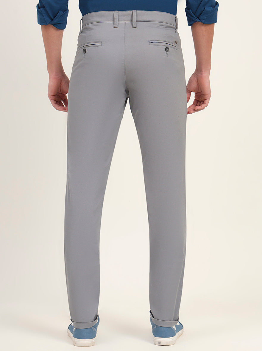 Steel Grey Solid Neo Fit Casual Trouser | Greenfibre