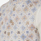 Cream Multi Printed Regular Fit Bandhgala Jacket | Greenfibre
