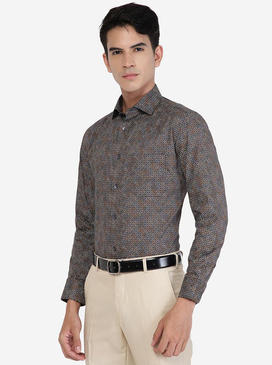 Black Printed Slim fit Formal Shirt | Greenfibre