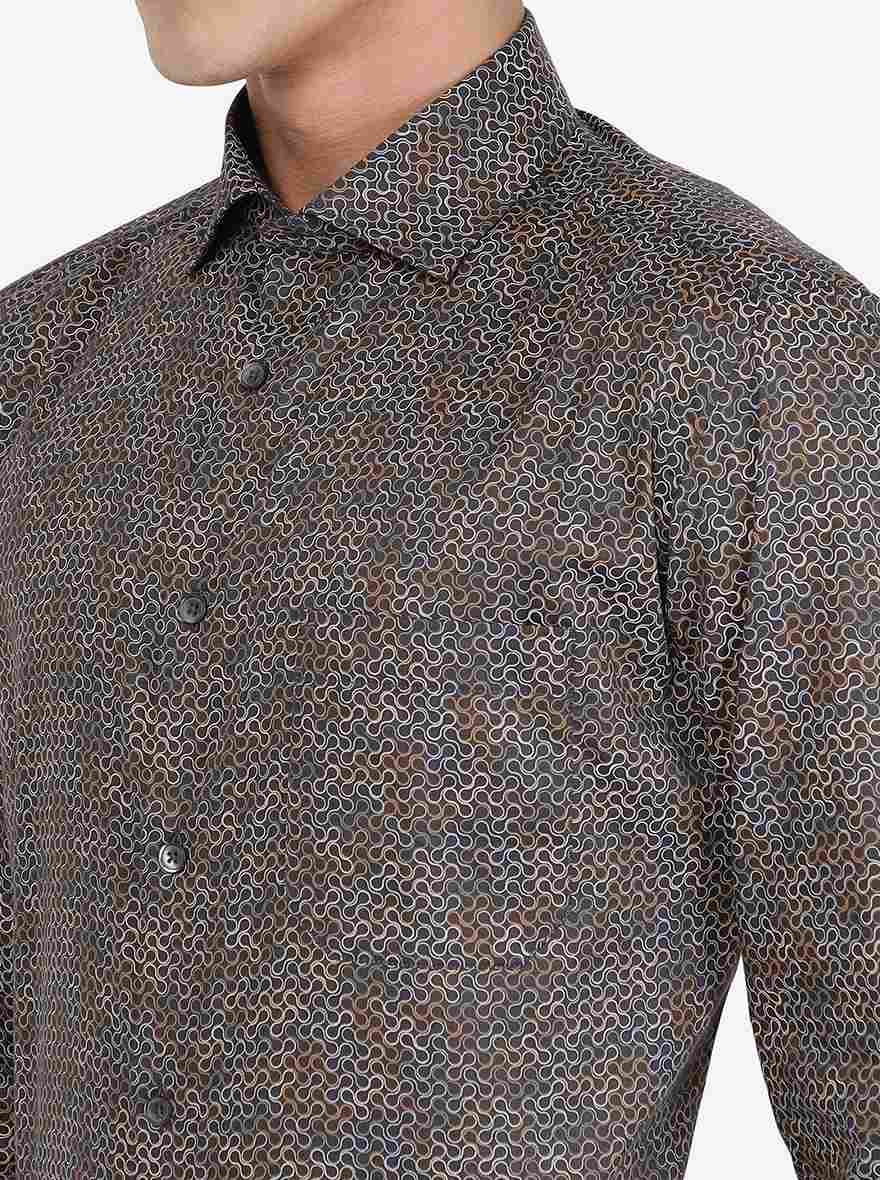 Black Printed Slim fit Formal Shirt | Greenfibre