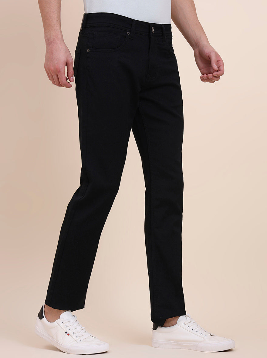 Black Solid Tailored Fit Jeans | Greenfibre