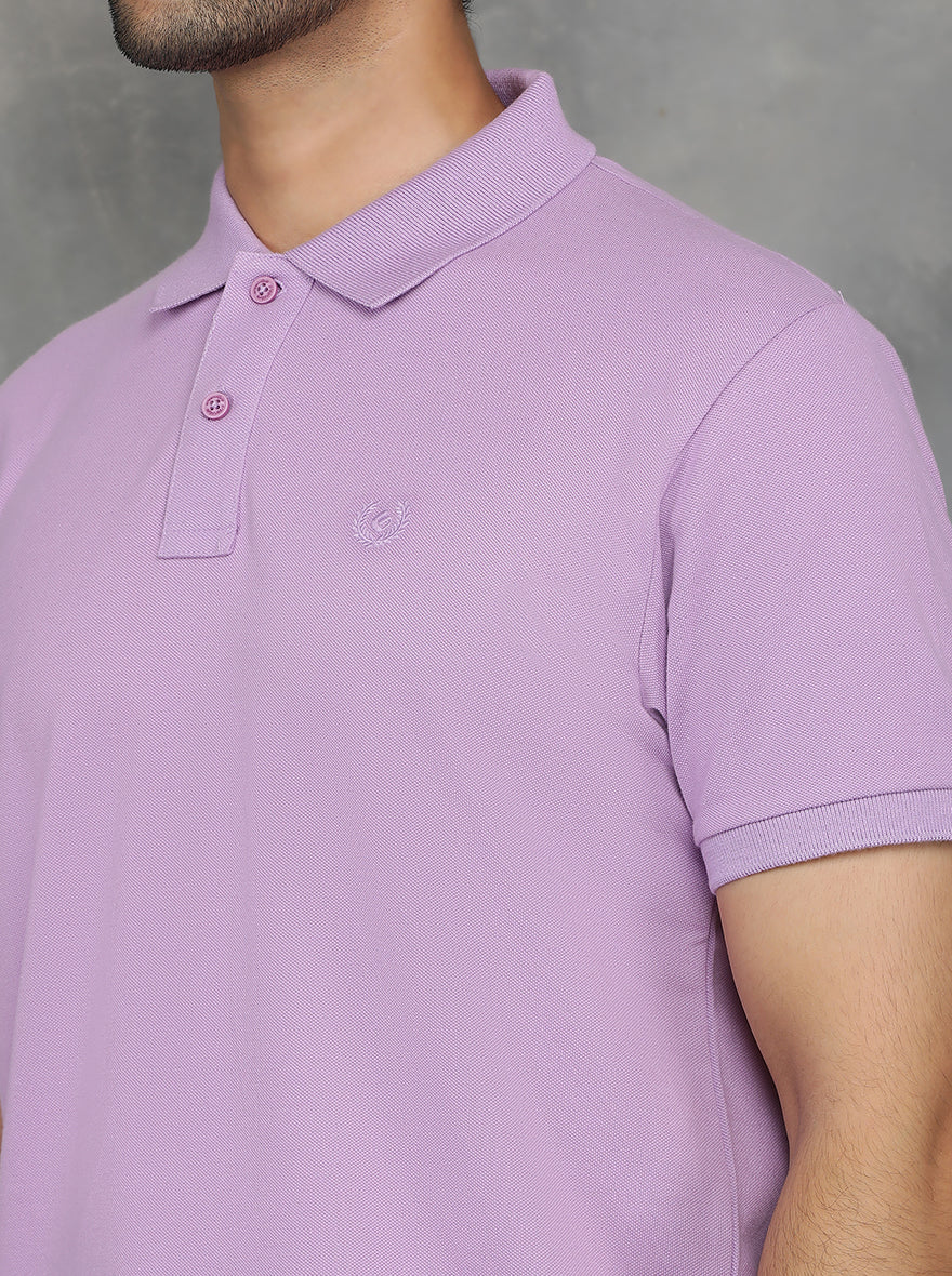 Violet Solid Slim Fit Polo T-Shirt | GreenFibre