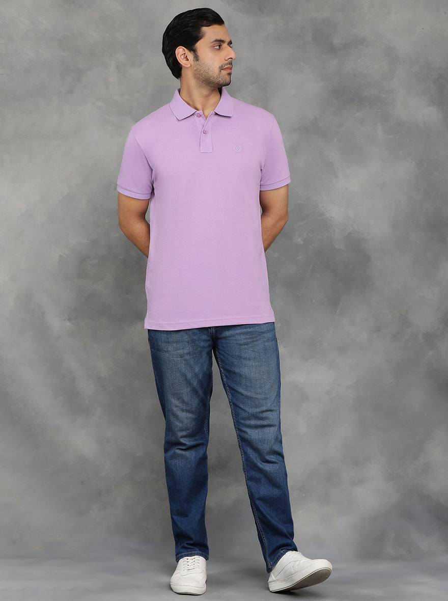 Violet Solid Slim Fit Polo T-Shirt | GreenFibre