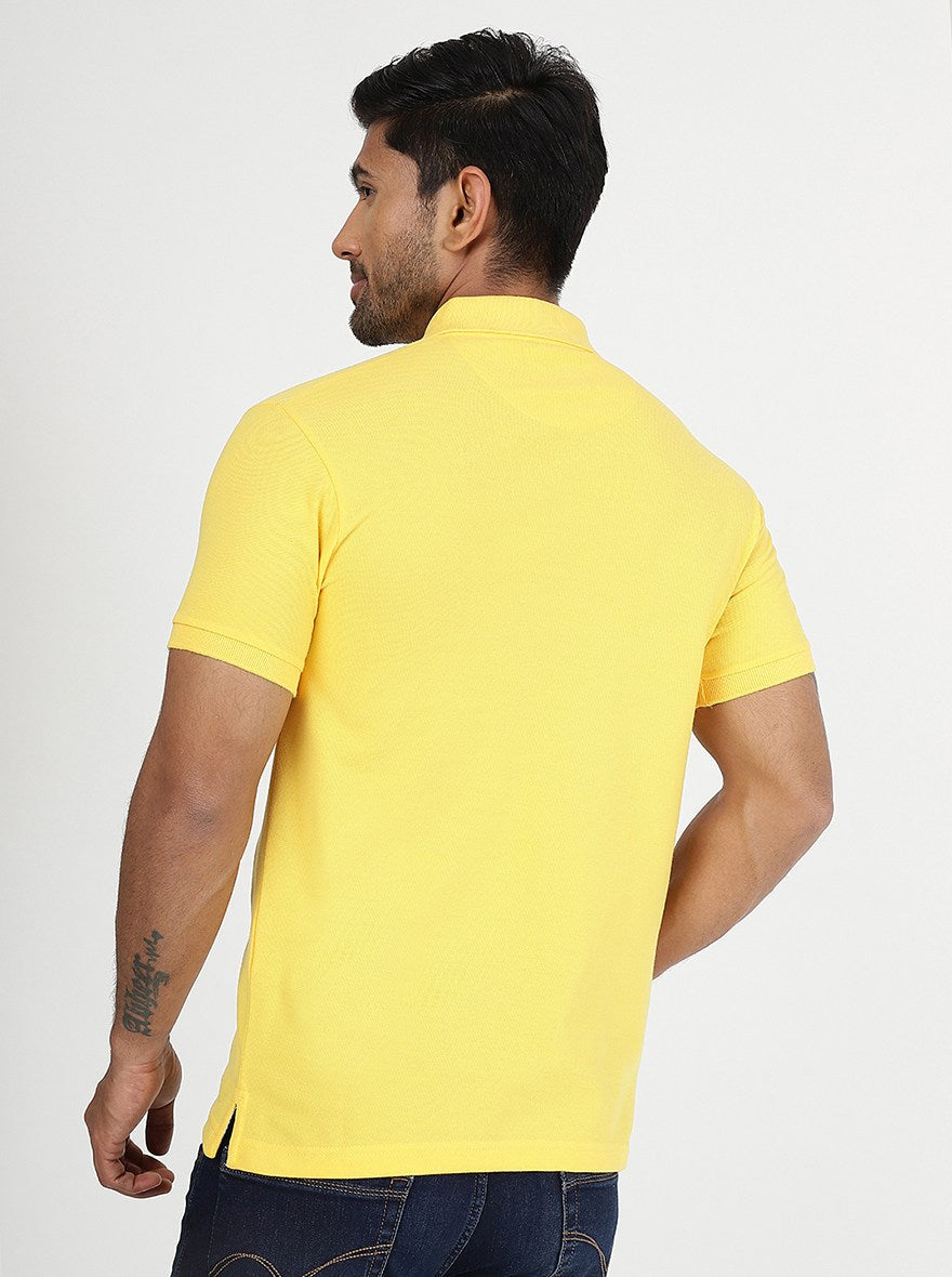Yellow Solid Slim Fit Polo T-Shirt | Greenfibre