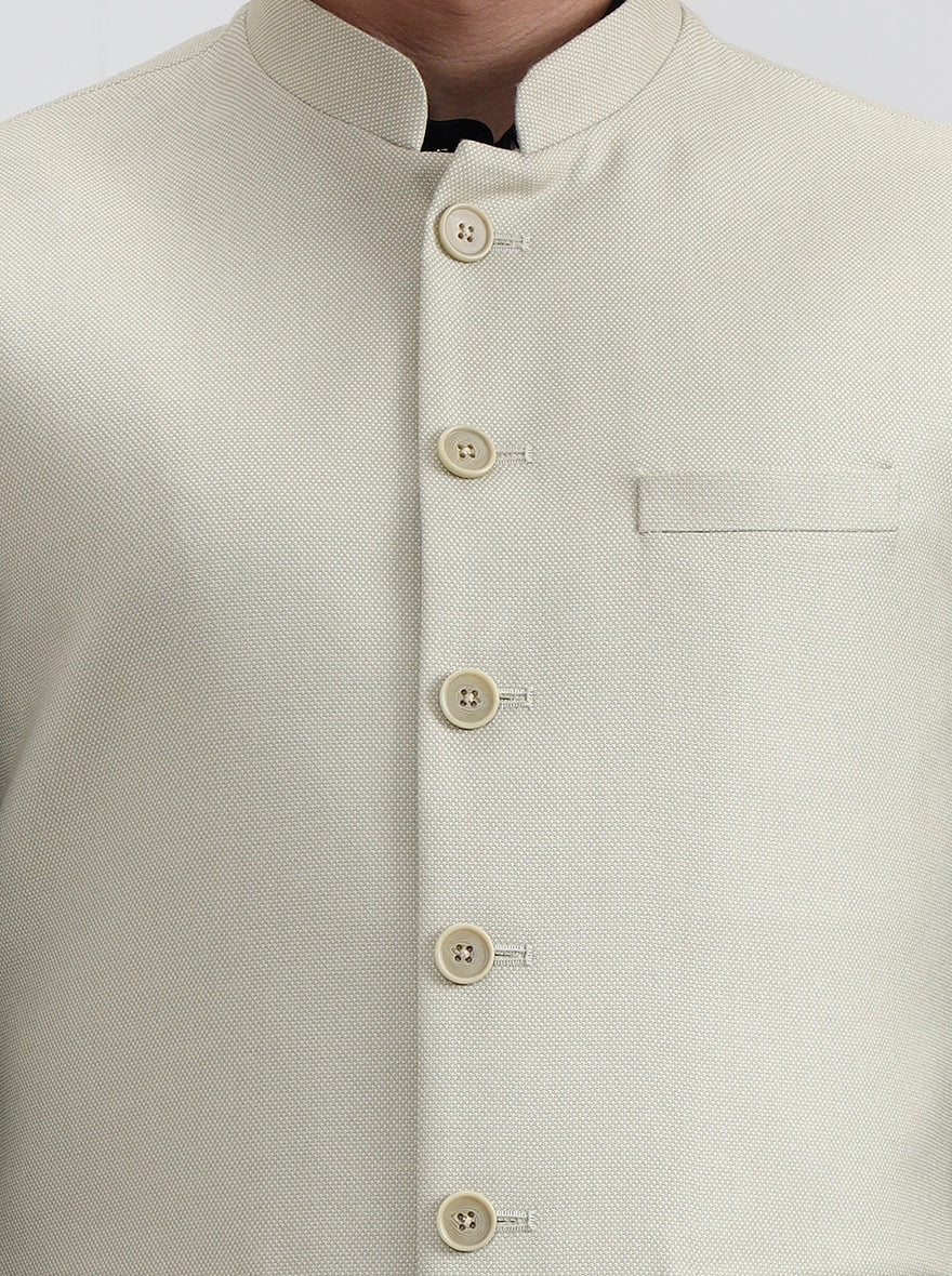 Beige Solid Regular Fit Waistcoat | Greenfibre