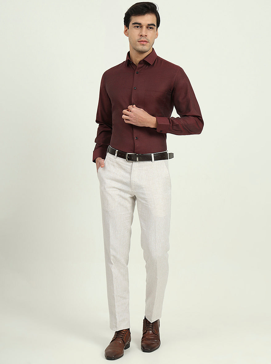 Maroon Solid Slim Fit Party Wear Shirt | Greenfire