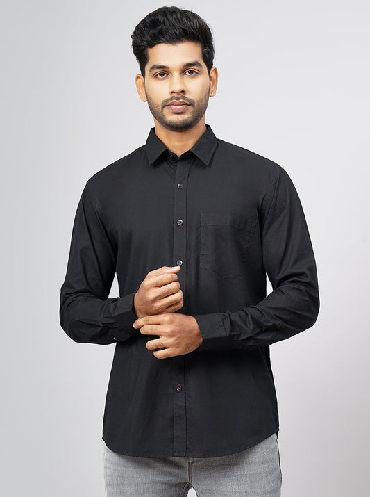 Black Solid Smart Fit Semi Casual Shirt | Greenfibre