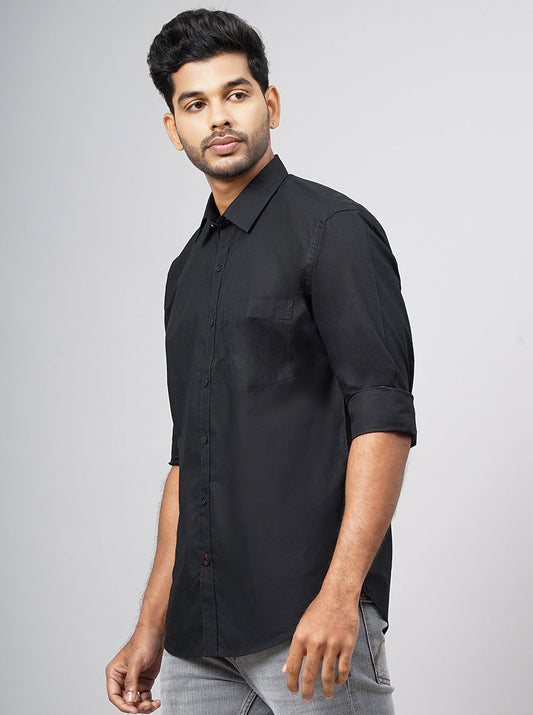 Black Solid Smart Fit Semi Casual Shirt | Greenfibre