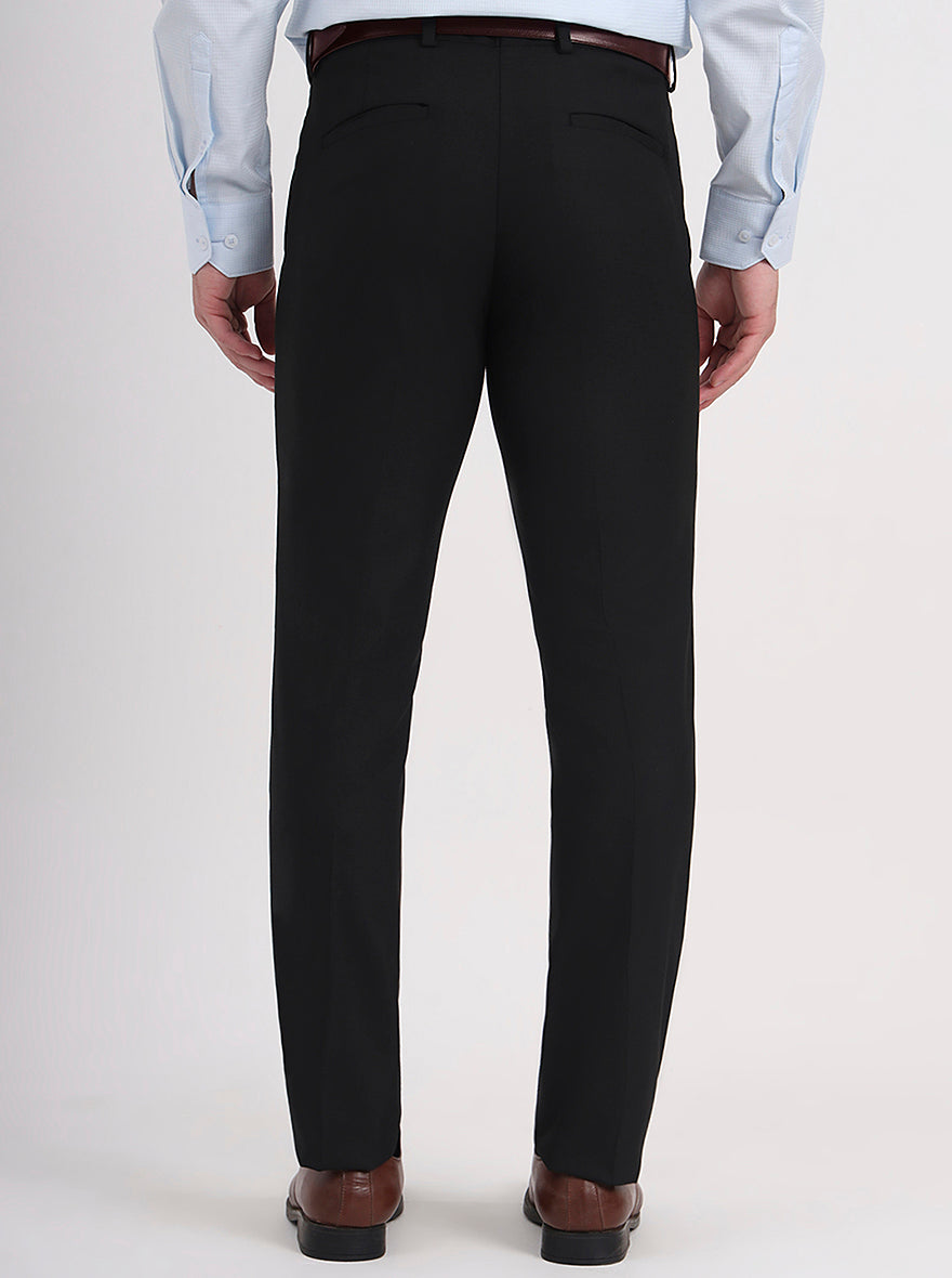 Black Solid Slim Fit Formal Trouser | Greenfibre