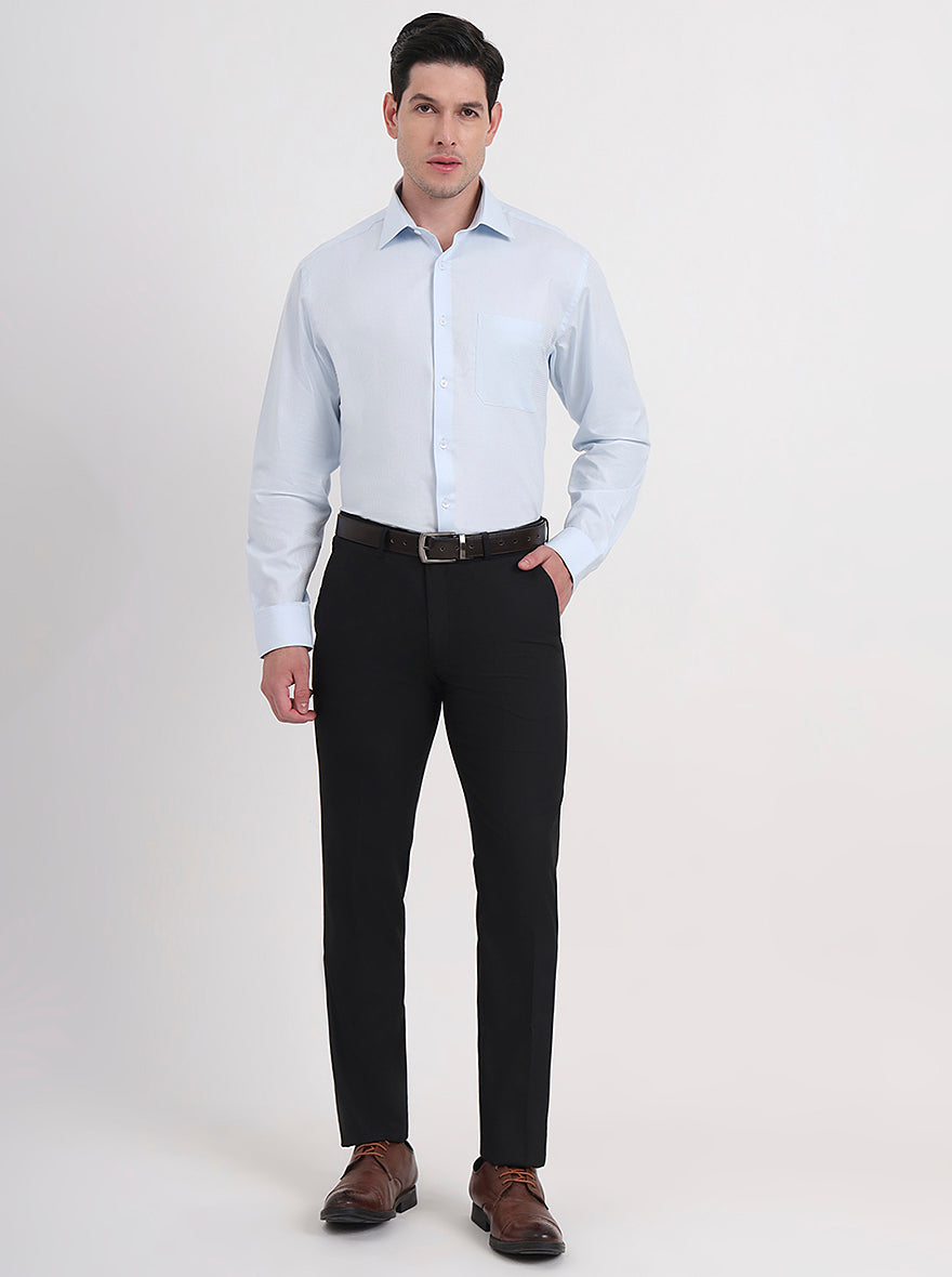 Black Solid Slim Fit Formal Trouser | Greenfibre