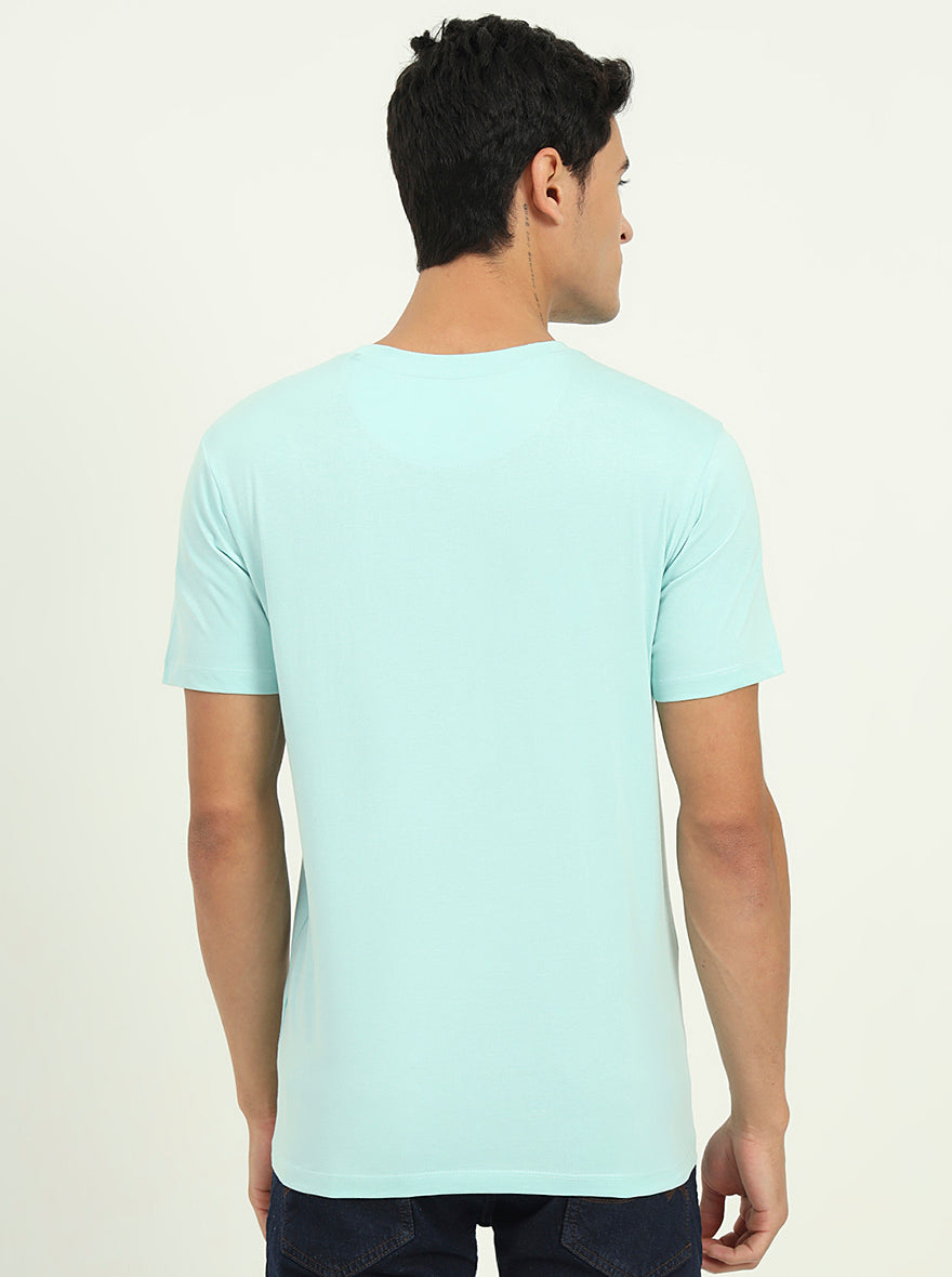 Tint Blue Printed Slim Fit T-Shirt | Greenfibre