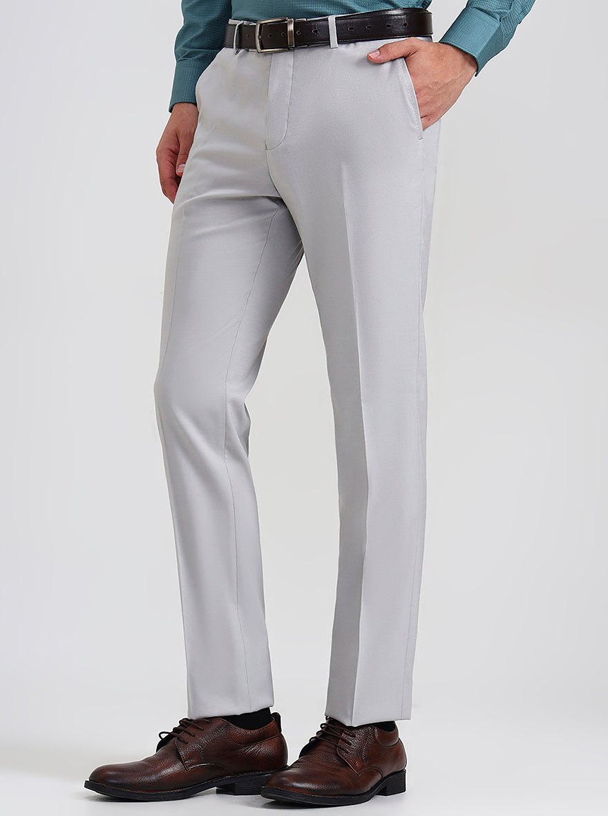 Grey Checked Slim Fit Formal Trouser | Greenfibre