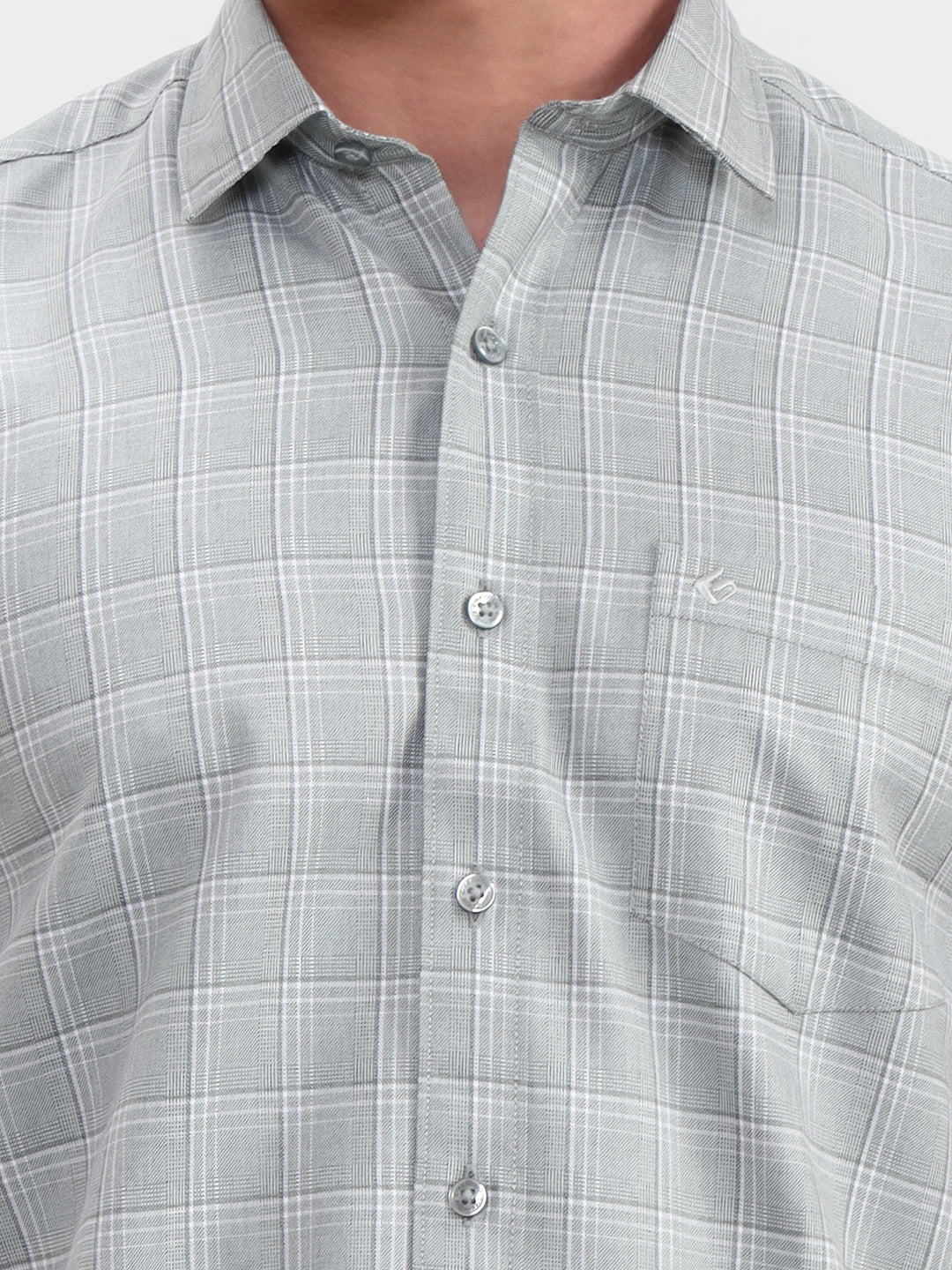 Green Checked Smart Fit Semi Casual Shirt | Greenfibre