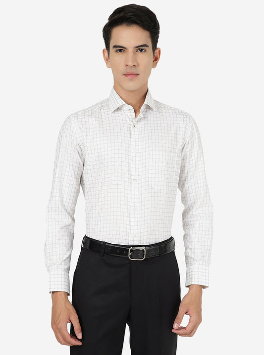White Checked Slim Fit Formal Shirt | Greenfibre