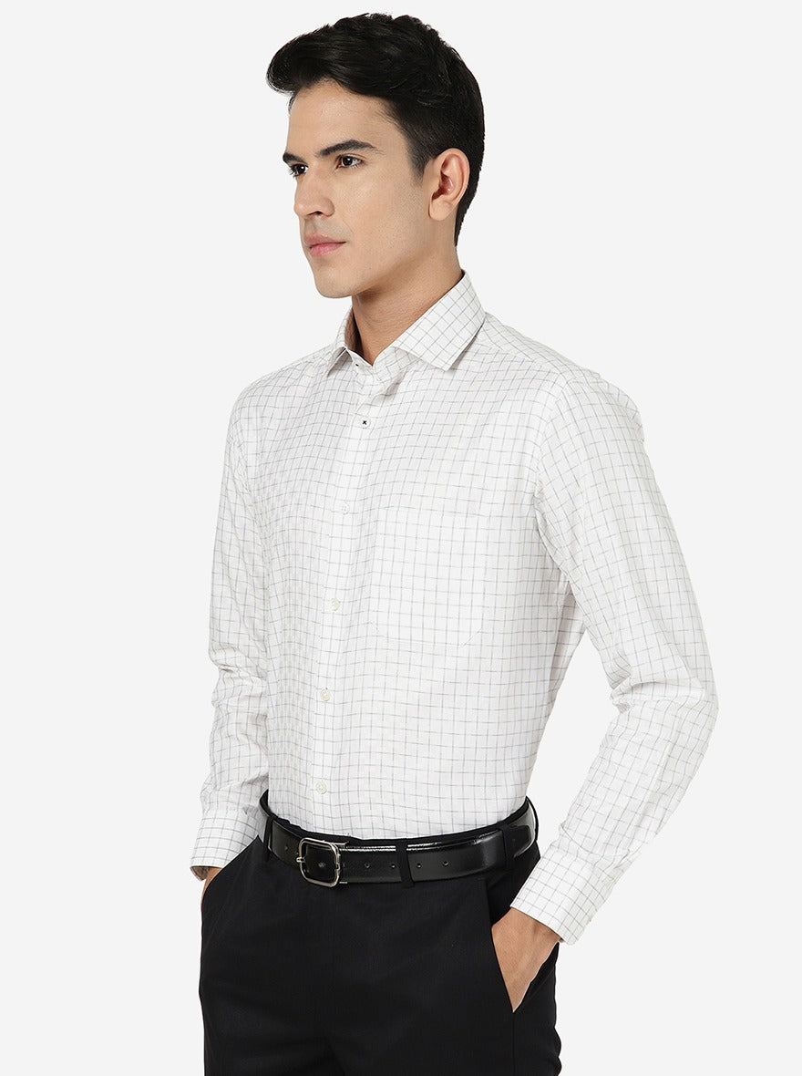 White Checked Slim Fit Formal Shirt | Greenfibre