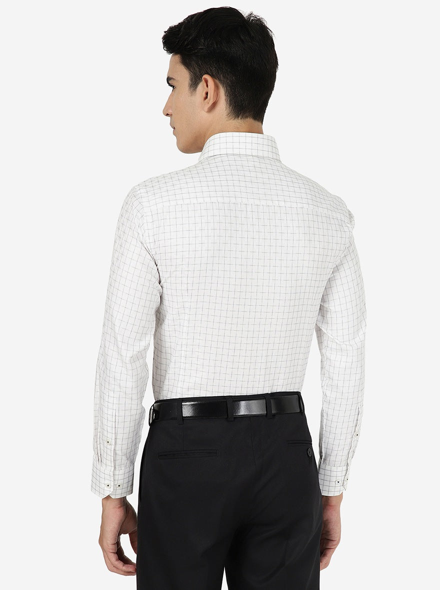 White Checked Slim Fit Formal Shirt | Greenfibre