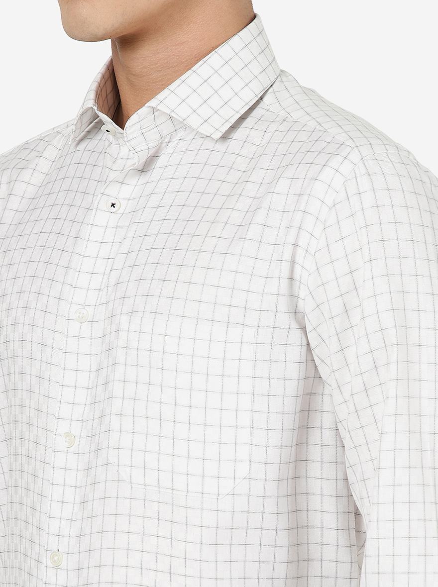 White Checked Slim Fit Formal Shirt | Greenfibre