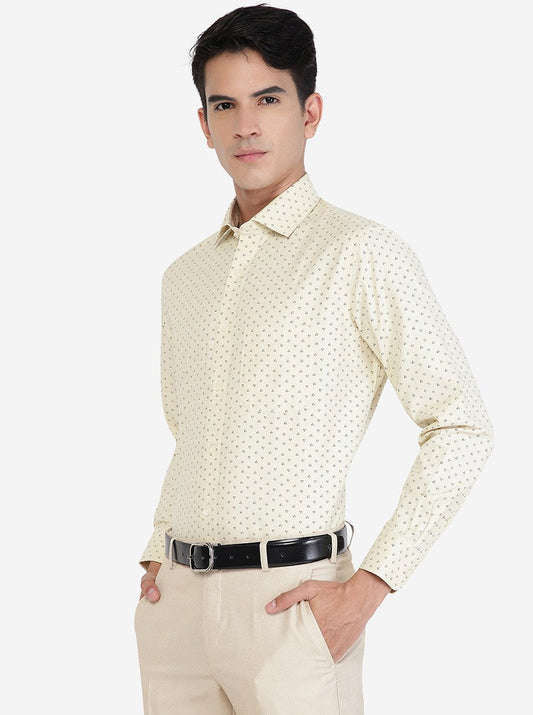 Yellow Printed Slim fit Formal Shirt | Greenfibre
