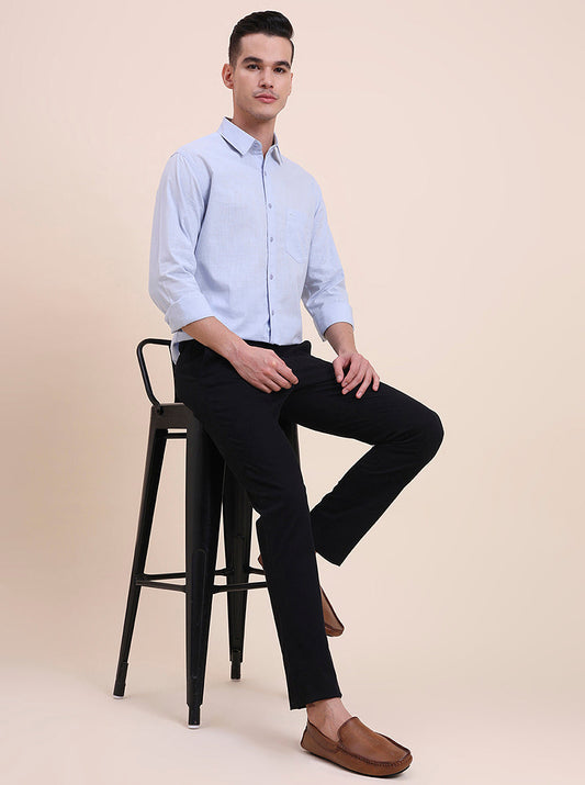 Black Printed Super Slim Fit Casual Trouser | Greenfibre