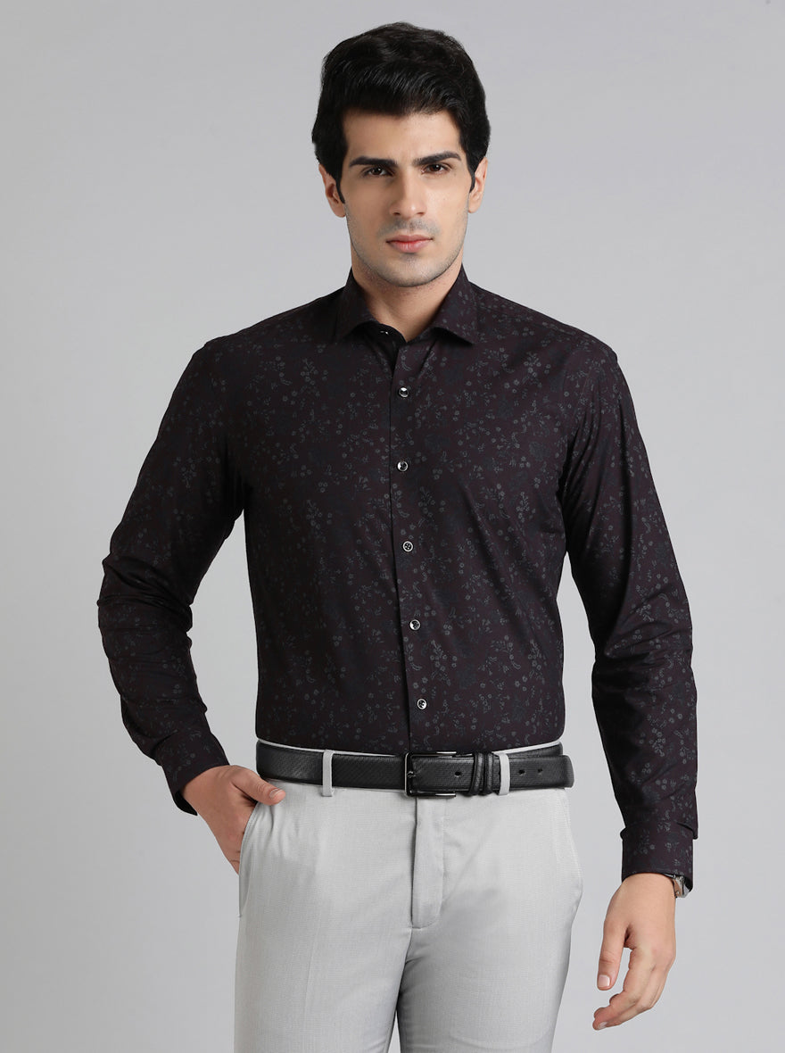 Wine Printed Slim Fit Party Wear Shirt | Greenfibre