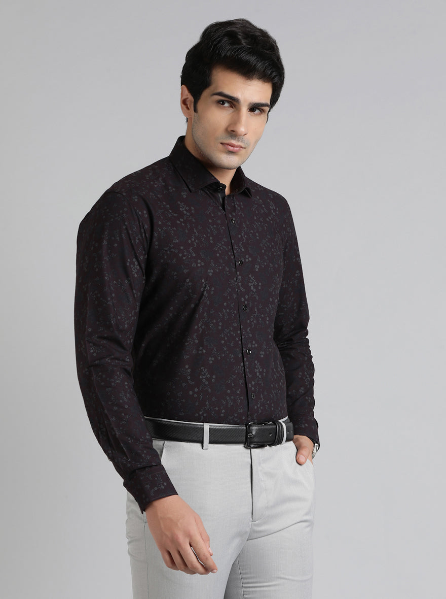 Wine Printed Slim Fit Party Wear Shirt | Greenfibre