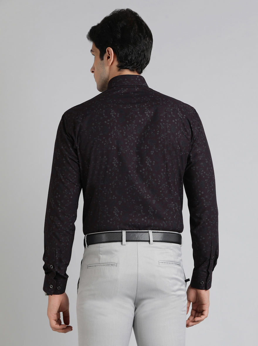 Wine Printed Slim Fit Party Wear Shirt | Greenfibre