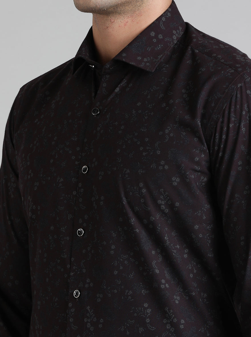 Wine Printed Slim Fit Party Wear Shirt | Greenfibre
