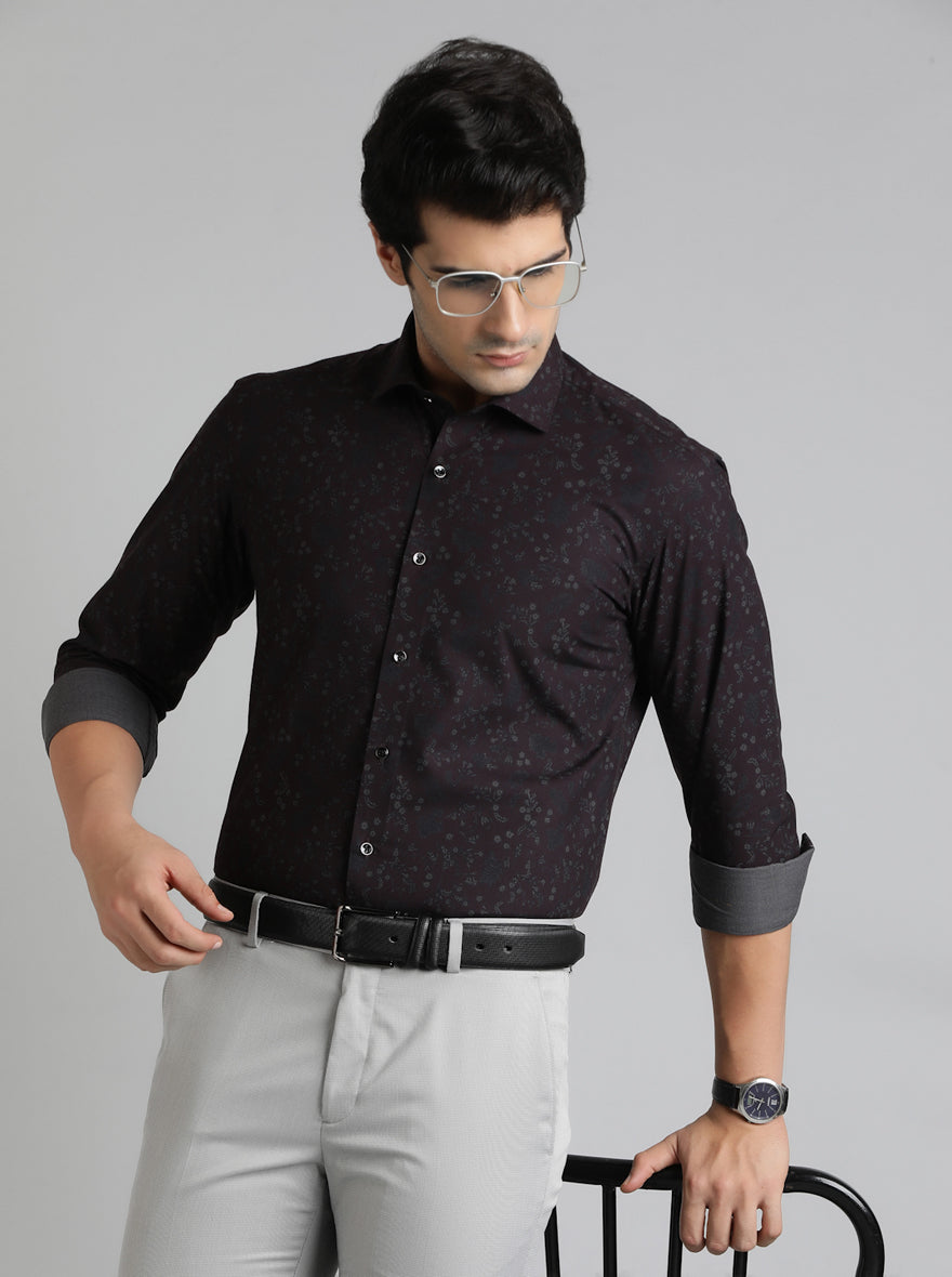 Wine Printed Slim Fit Party Wear Shirt | Greenfibre