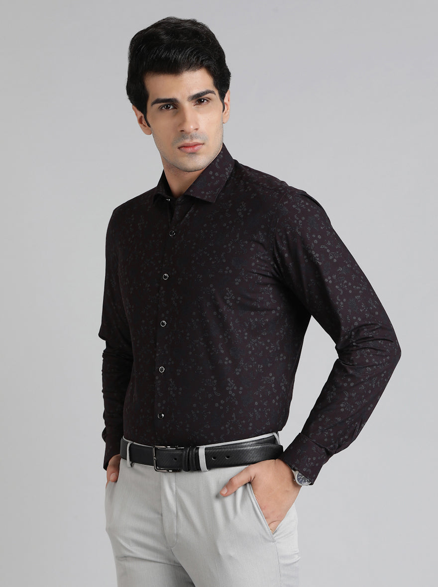 Wine Printed Slim Fit Party Wear Shirt | Greenfibre