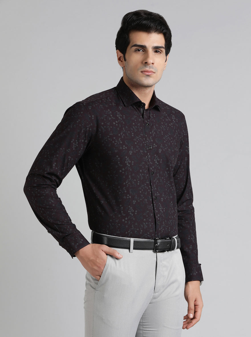 Wine Printed Slim Fit Party Wear Shirt | Greenfibre
