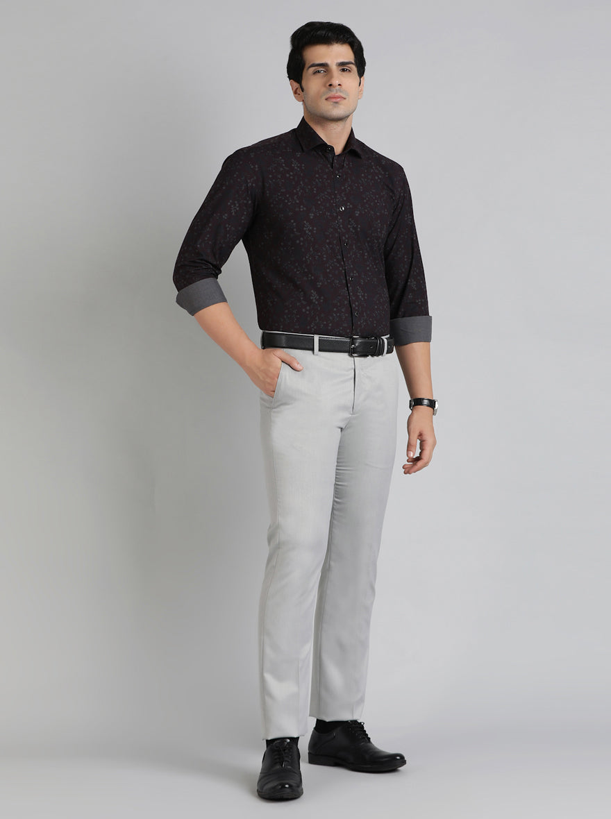 Wine Printed Slim Fit Party Wear Shirt | Greenfibre