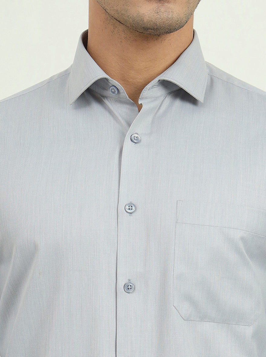 Grey Solid Regular Fit Formal Shirt | Greenfire