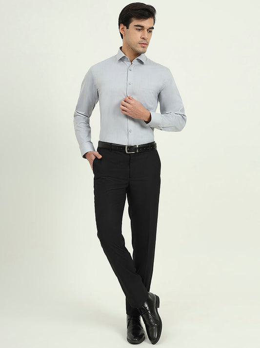 Grey Solid Regular Fit Formal Shirt | Greenfire