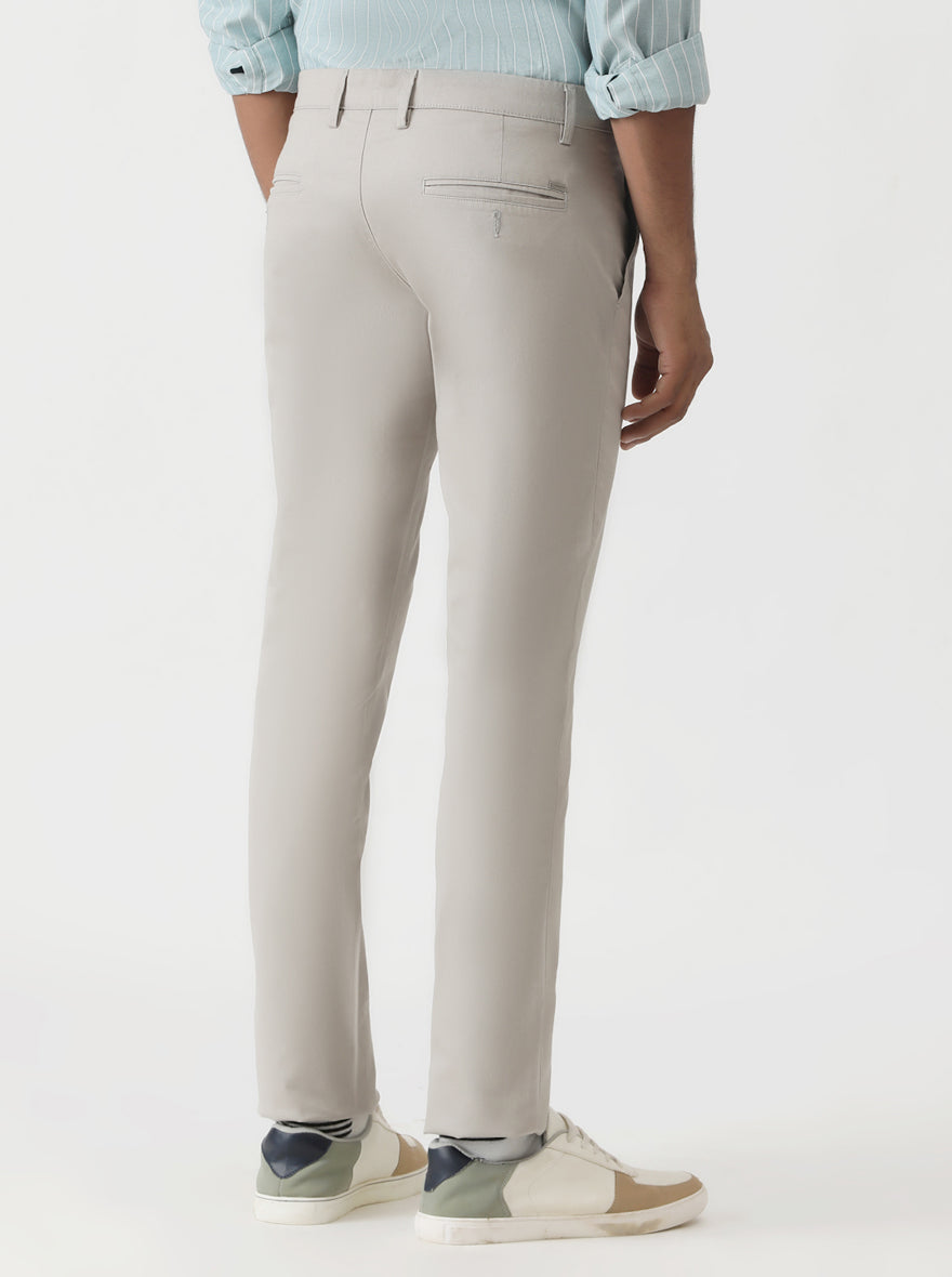 Light Grey Dobby Super Slim Fit Casual Trouser | Greenfibre