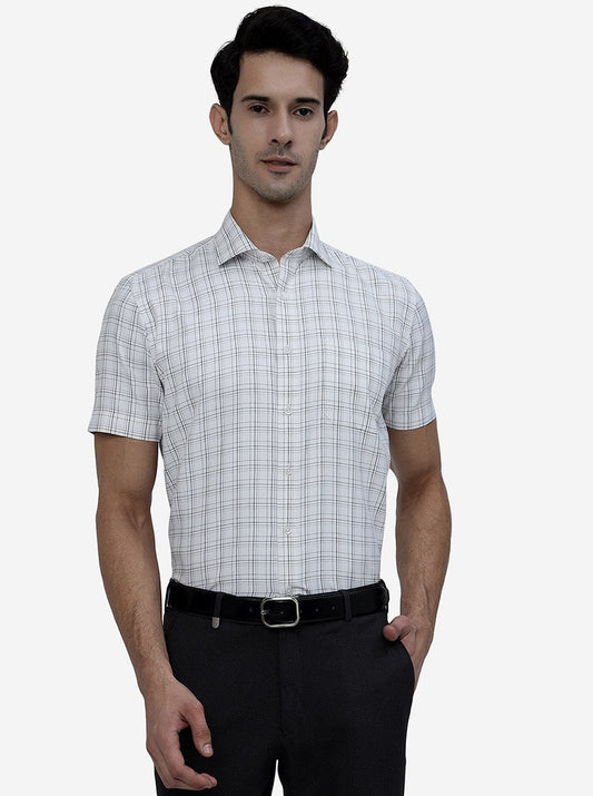 White Checked Regular Fit Formal Shirt | Greenfibre