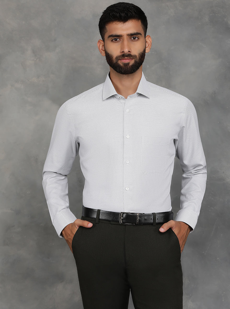 White Checked Slim Fit Formal Shirt | GreenFibre