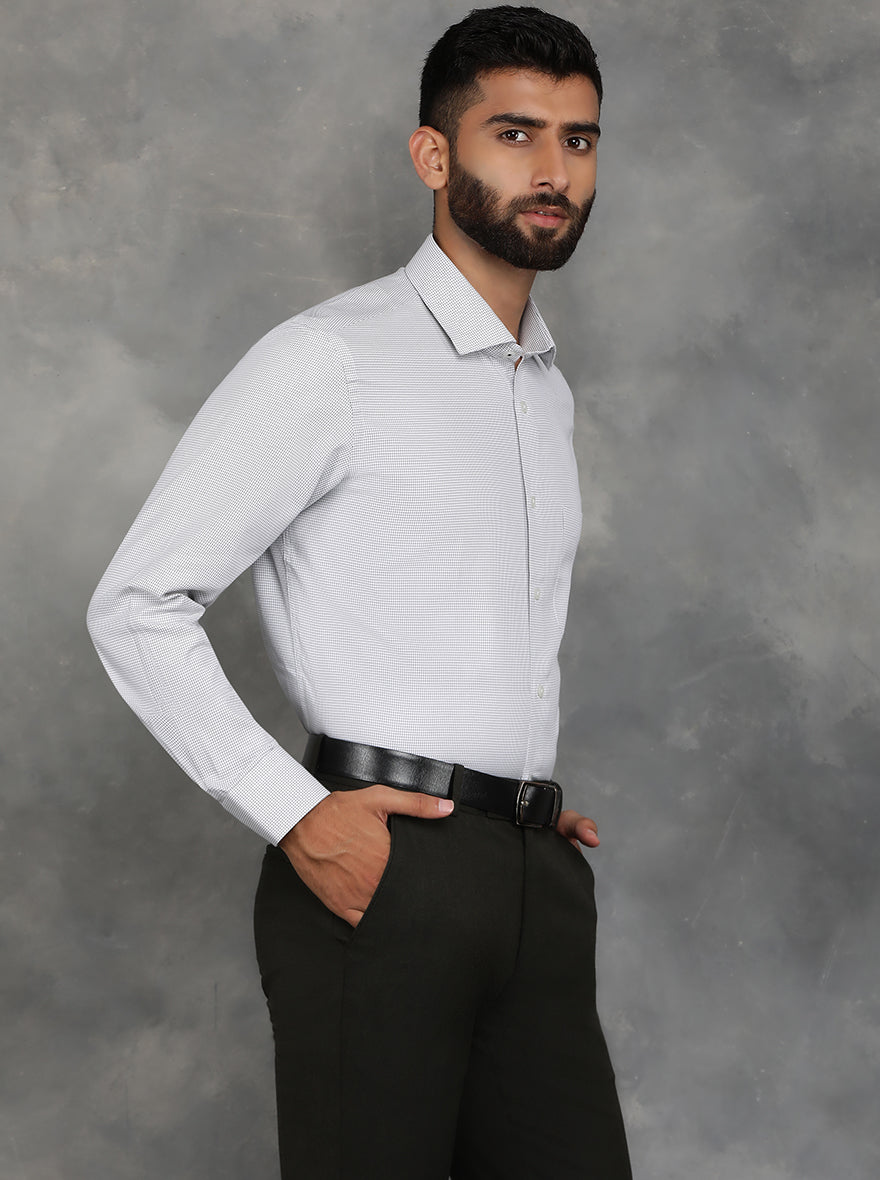 White Checked Slim Fit Formal Shirt | GreenFibre