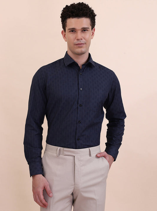 Blue Checked Slim Fit Formal Shirt | Greenfibre