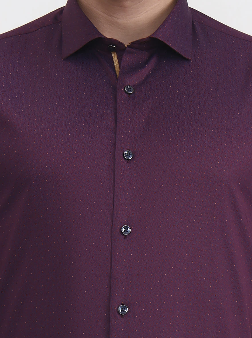 Purple Printed Slim Fit Party Wear Shirt | Greenfibre